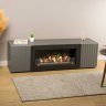 Тумба под ТВ с биокамином SteelHeat LIVORNO IMPULSE 140 см (корпус графит / фасады гротто гранит) фото 2