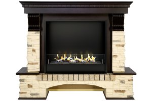 Биокамин в портале Firezo Pierre luxe Сланец Темный дуб, стандарт