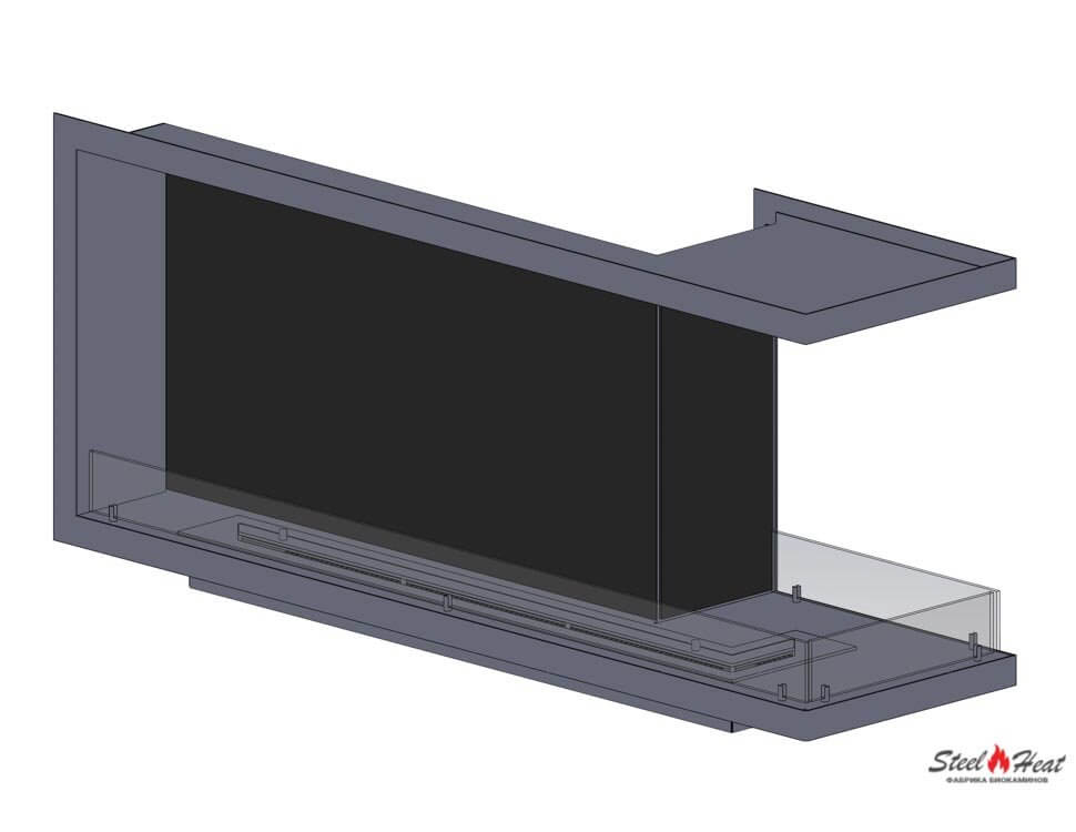 11243С Биокамин угловой правый на заказ